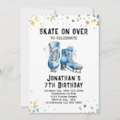 氷スケートで滑る誕生日招待状氷 – スケートで滑るパーティー 招待状 (正面)