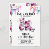 氷スケートで滑る誕生日招待状氷 – スケートで滑るパーティー 招待状 (正面/裏面)