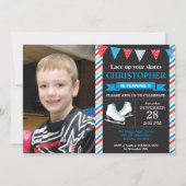 氷スケートで滑る誕生日招待状1日目の誕生日パーティー 招待状 (正面)