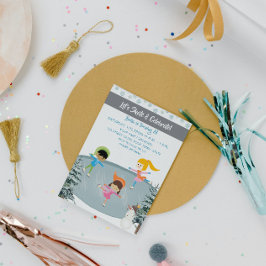 氷スケートで滑る誕生日招待状 招待状