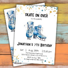 氷スケートで滑る誕生日招待状、氷スケートで滑るパーティー