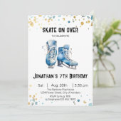 氷スケートで滑る誕生日招待状、氷スケートで滑るパーティー 招待状 (スタンド正面)