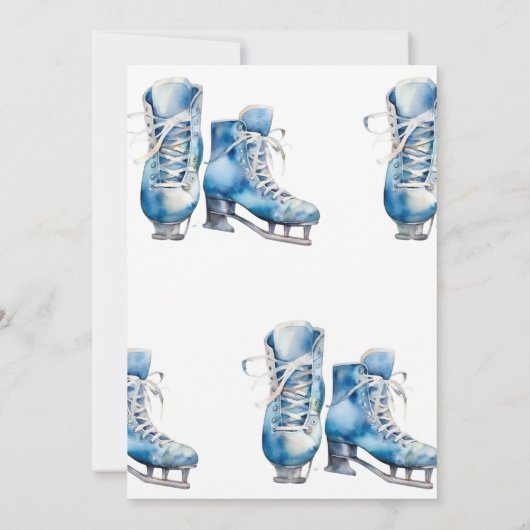 氷スケートで滑る誕生日招待状、氷スケートで滑るパーティー 招待状 (裏面)