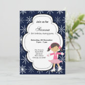 氷スケートで滑る誕生日(ダークブルー) 招待状 (スタンド正面)