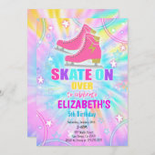 氷スケートで滑る誕生日 招待状 (正面/裏面)