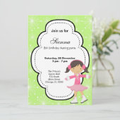 氷スケートで滑る誕生日（緑） 招待状 (スタンド正面)