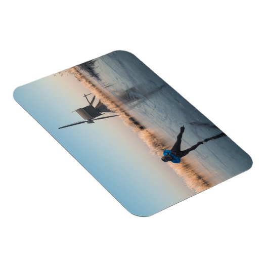 氷スケートで滑る過去風車&リード長方形マグネット マグネット (右側)