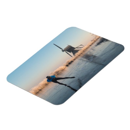 氷スケートで滑る過去風車&リード長方形マグネット マグネット (左側)