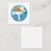 氷スケートで滑る雪だるま エンクロージャーカード (正面/裏面)