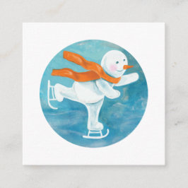 氷スケートで滑る雪だるま エンクロージャーカード