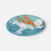 氷スケートで滑る雪だるま ペーパープレート (アングル)