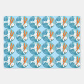 氷スケートで滑る雪だるま ラッピングペーパーシート (正面3)