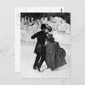 氷スケートで滑る ポストカード (正面/裏面)