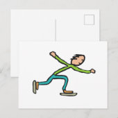氷スケートで滑る ポストカード (正面/裏面)