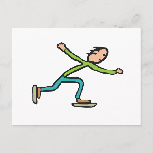 氷スケートで滑る ポストカード (正面)