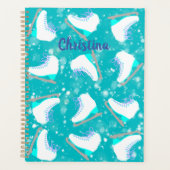 氷パーソナライズされたスケートで滑るティール（緑がかった色）レッスン/練習 プランナー手帳 (正面)