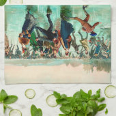 氷ビクトリアンスケートで滑るヴィンテージ冬場 キッチンタオル (折り畳み)