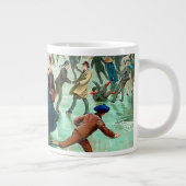 氷ビクトリアンスケートで滑るヴィンテージ冬場 ジャンボコーヒーマグカップ (右)