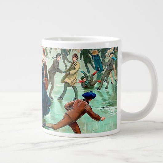 氷ビクトリアンスケートで滑るヴィンテージ冬場 ジャンボコーヒーマグカップ (右)