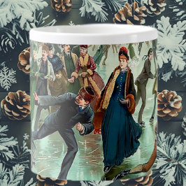 氷ビクトリアンスケートで滑るヴィンテージ冬場 ジャンボコーヒーマグカップ