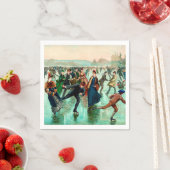 氷ビクトリアンスケートで滑るヴィンテージ冬場 スタンダードカクテルナプキン (インサイチュ)