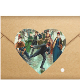 氷ビクトリアンスケートで滑るヴィンテージ冬場 ハートシール