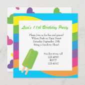 氷ポップ、虹、ハート 招待状 (正面/裏面)