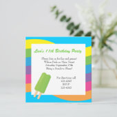 氷ポップ、虹、ハート 招待状 (スタンド正面)