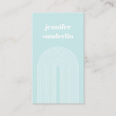 氷モダンミニマル青の名前ジオメトリアーチ 名刺 (正面)