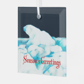 氷上のホッキョクグマ – 季節の挨拶 ガラスオーナメント (正面左)