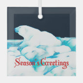 氷上のホッキョクグマ – 季節の挨拶 ガラスオーナメント (正面)