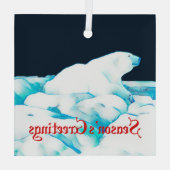 氷上のホッキョクグマ – 季節の挨拶 ガラスオーナメント (裏面)