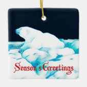 氷上のホッキョクグマ – 季節の挨拶 セラミックオーナメント (正面)
