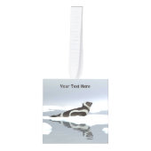 氷上のリボンシール キューブオーナメント (正面)