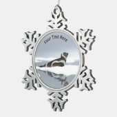 氷上のリボンシール スノーフレークピューターオーナメント (右)