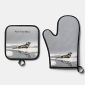 氷上のリボンシール 鍋つかみ&鍋敷きセット (正面)