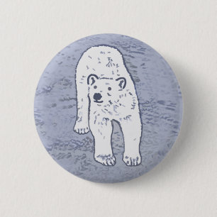 氷上の北極熊の絵 - オリジナルの野生動物アート 缶バッジ