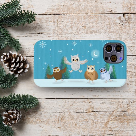 氷上の小さなフクロウ4羽 Case-Mate iPhoneケース