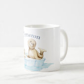 氷上の母と赤ちゃんアザラシの仔 冬のベビーシャワー コーヒーマグカップ (正面右)