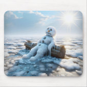 氷上の溶融雪だるま マウスパッド (正面)