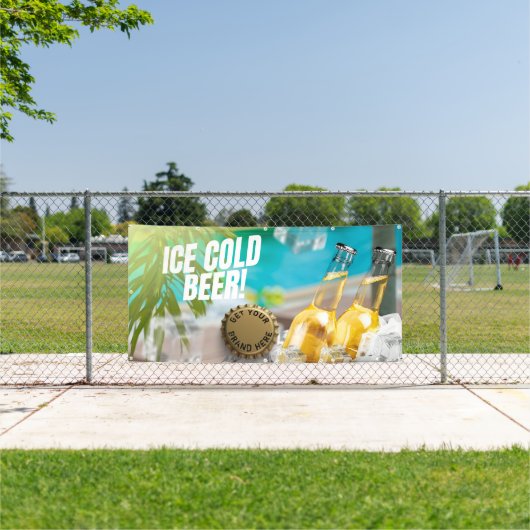 氷冷ビールコンビニのガソリンスタンド 横断幕 (インサイチュ)