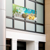 氷冷ビールコンビニのガソリンスタンド 横断幕 (ビルの外側)