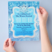 氷凍ってい雪片ウィンターイベントフライヤーポスター チラシ (手)