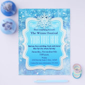 氷凍ってい雪片ウィンターイベントフライヤーポスター チラシ (シングル)