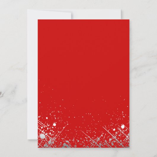 氷及び火の結婚式招待状|の赤い銀製のバラ 招待状 (裏面)