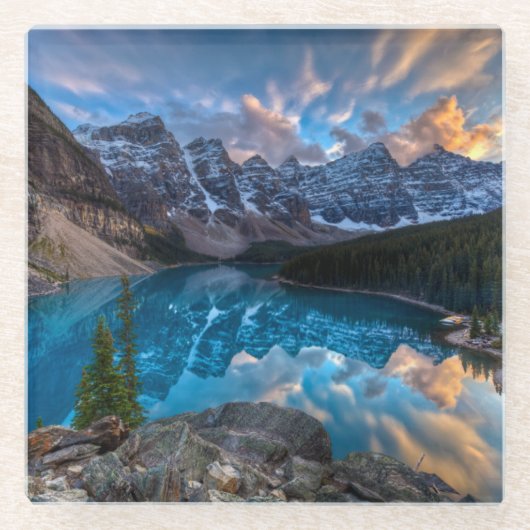 氷堆石で絵を描くこと ガラスコースター (正面)