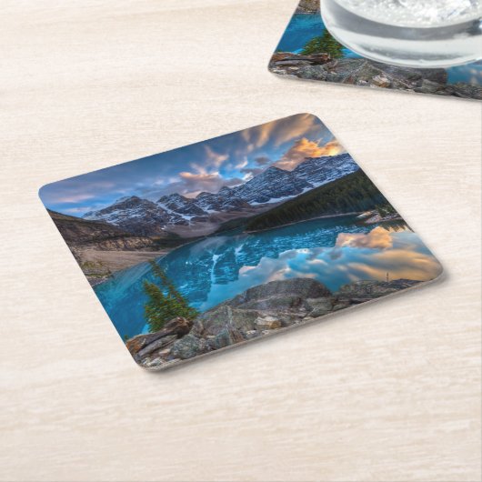 氷堆石で絵を描くこと スクエアペーパーコースター (アングル)