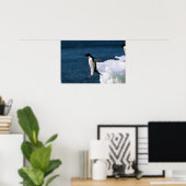 氷山から舞い上がるアデリーペンギン ポスター (ホームオフィス)