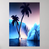氷山と海の近くのヤシの木 | AIアートポスター ポスター (正面)