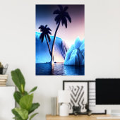 氷山と海の近くのヤシの木 | AIアートポスター ポスター (ホームオフィス)